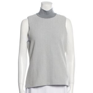 Armani Collezioni Gray Textured Turtleneck Sleeveless Sweater Size 10